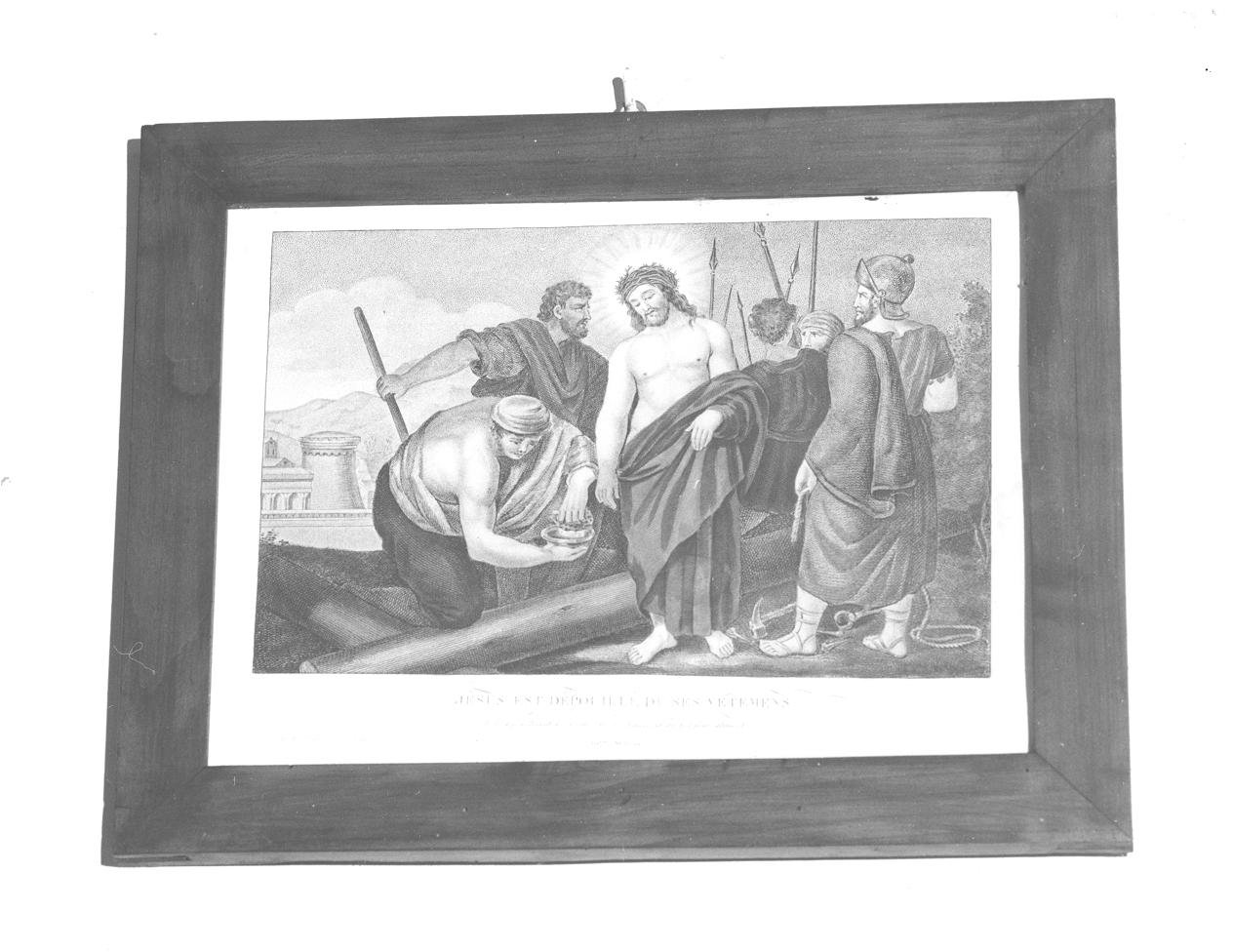 Stazione X: Gesù spogliato e abbeverato di fiele (stampa, elemento d'insieme) (seconda metà sec. XIX)