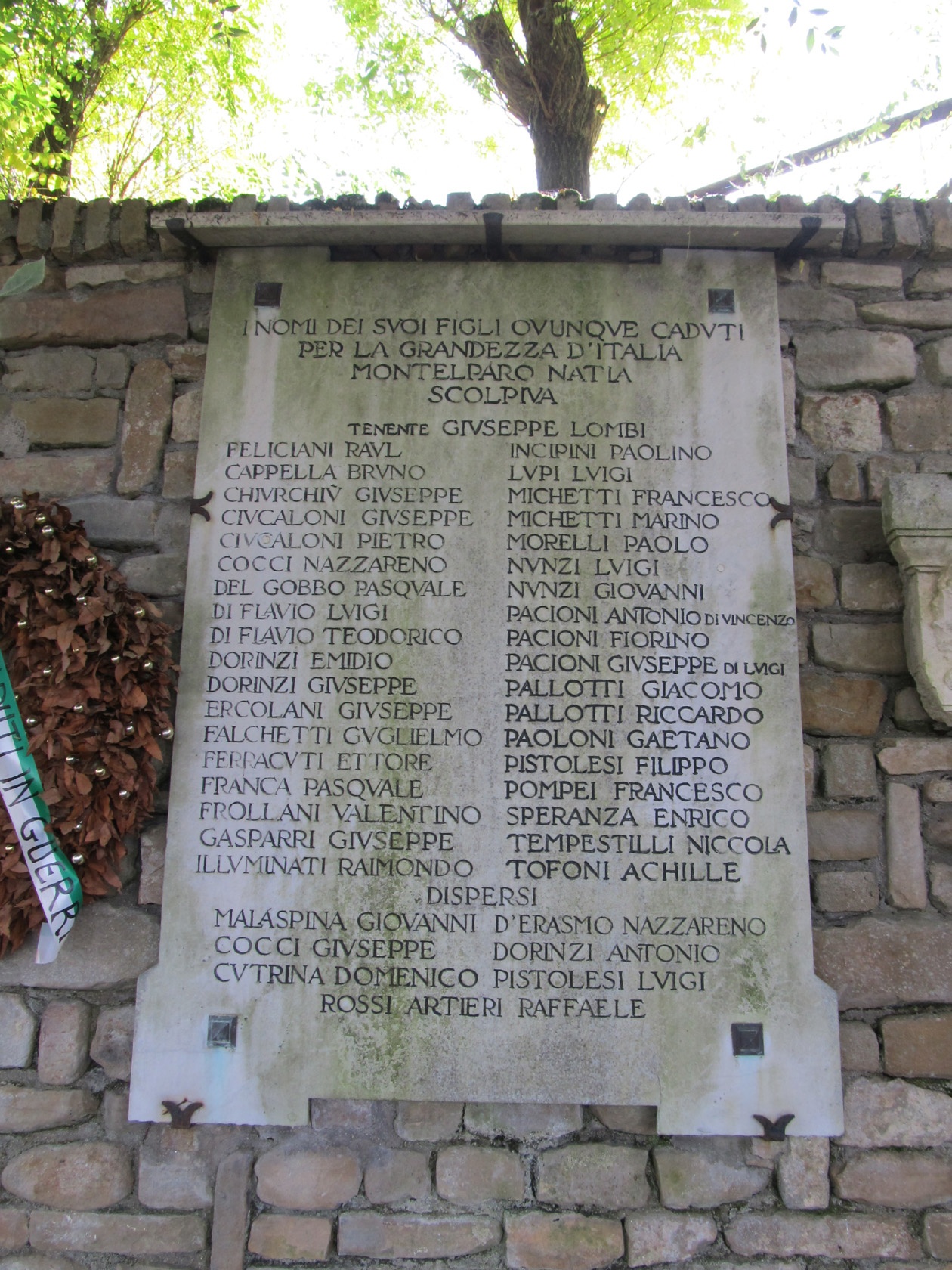 lapide commemorativa ai caduti (primo quarto XX)