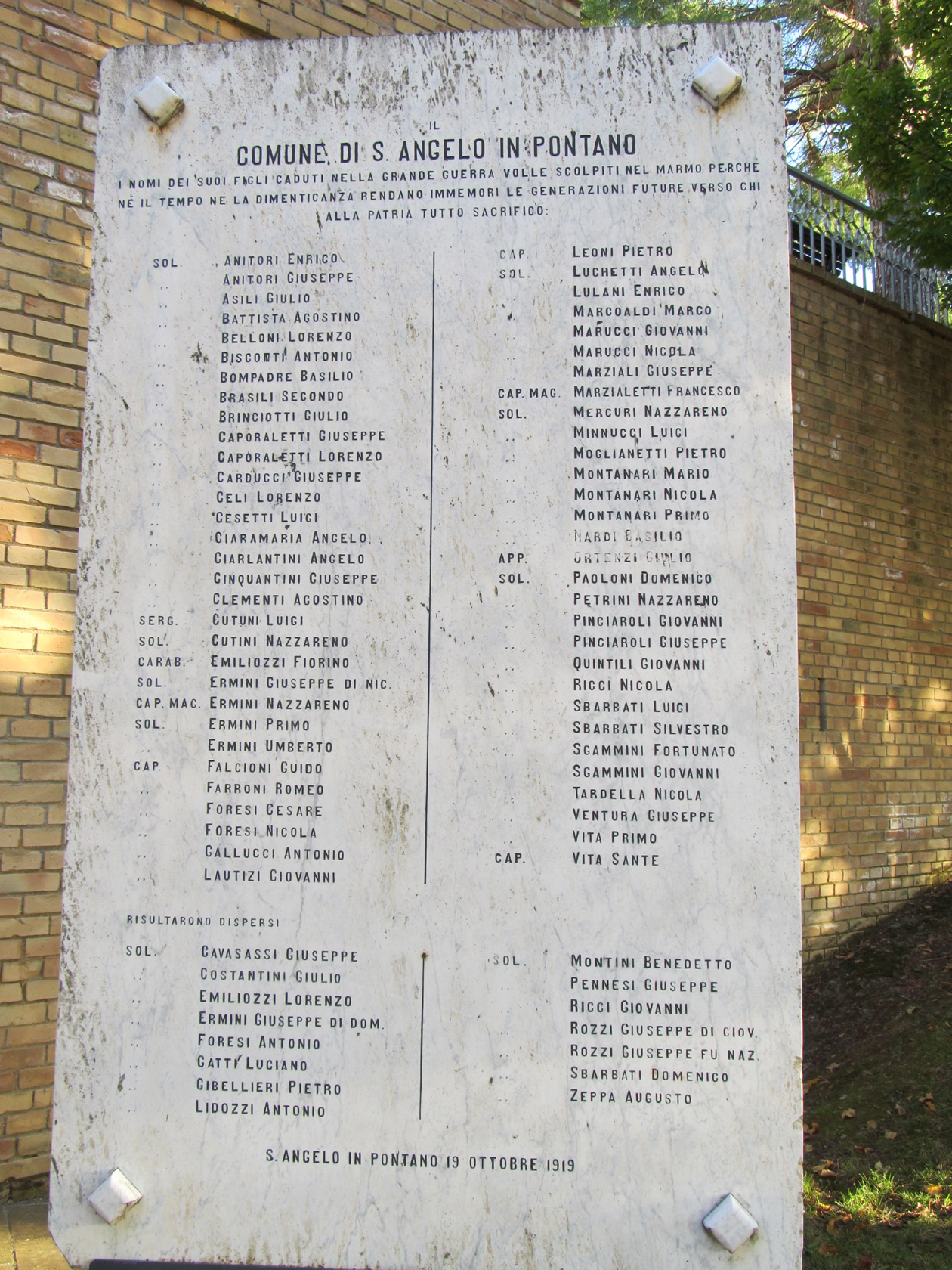 monumento ai caduti - a lapide (primo quarto XX)