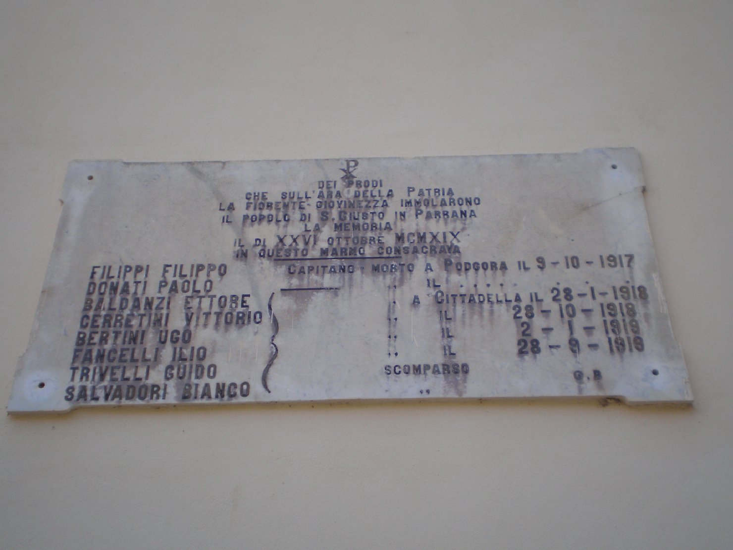 lapide commemorativa ai caduti - ambito italiano (sec. XX)