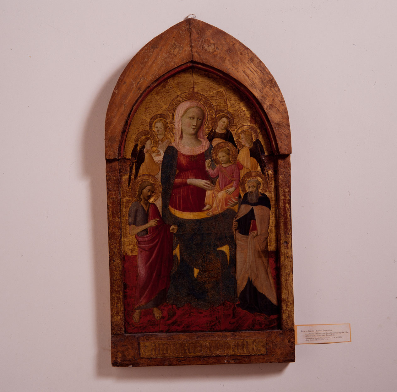 Madonna in trono con Bambino, tra i SS. Giovanni Battista e Benedetto (dipinto, opera isolata) - ambito fiorentino (prima metà sec. XV) 