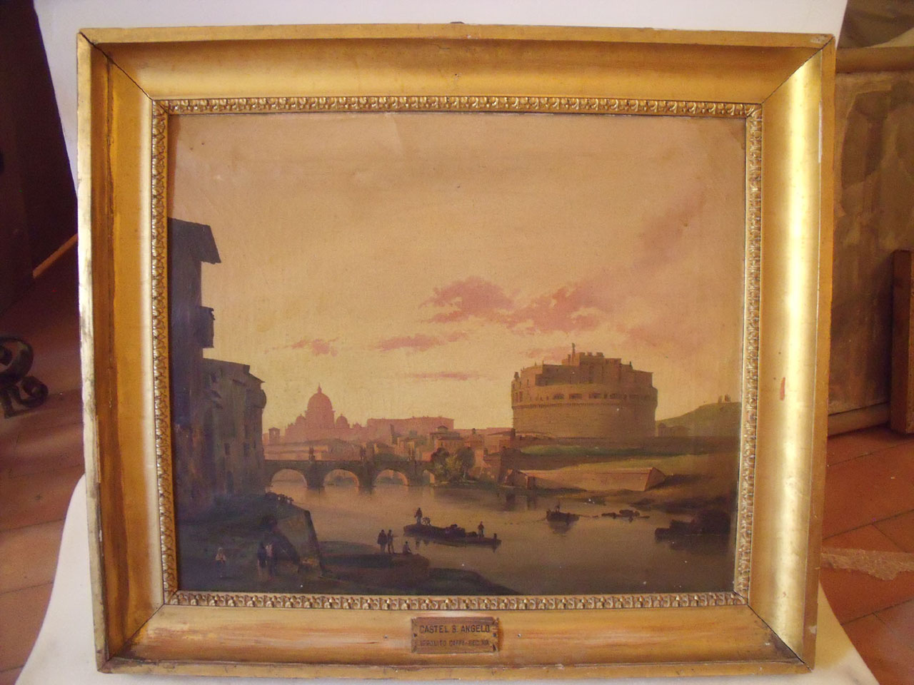 Il Tevere a Castel Sant'Angelo (dipinto) di Caffi Ippolito detto Titta (sec. XIX)