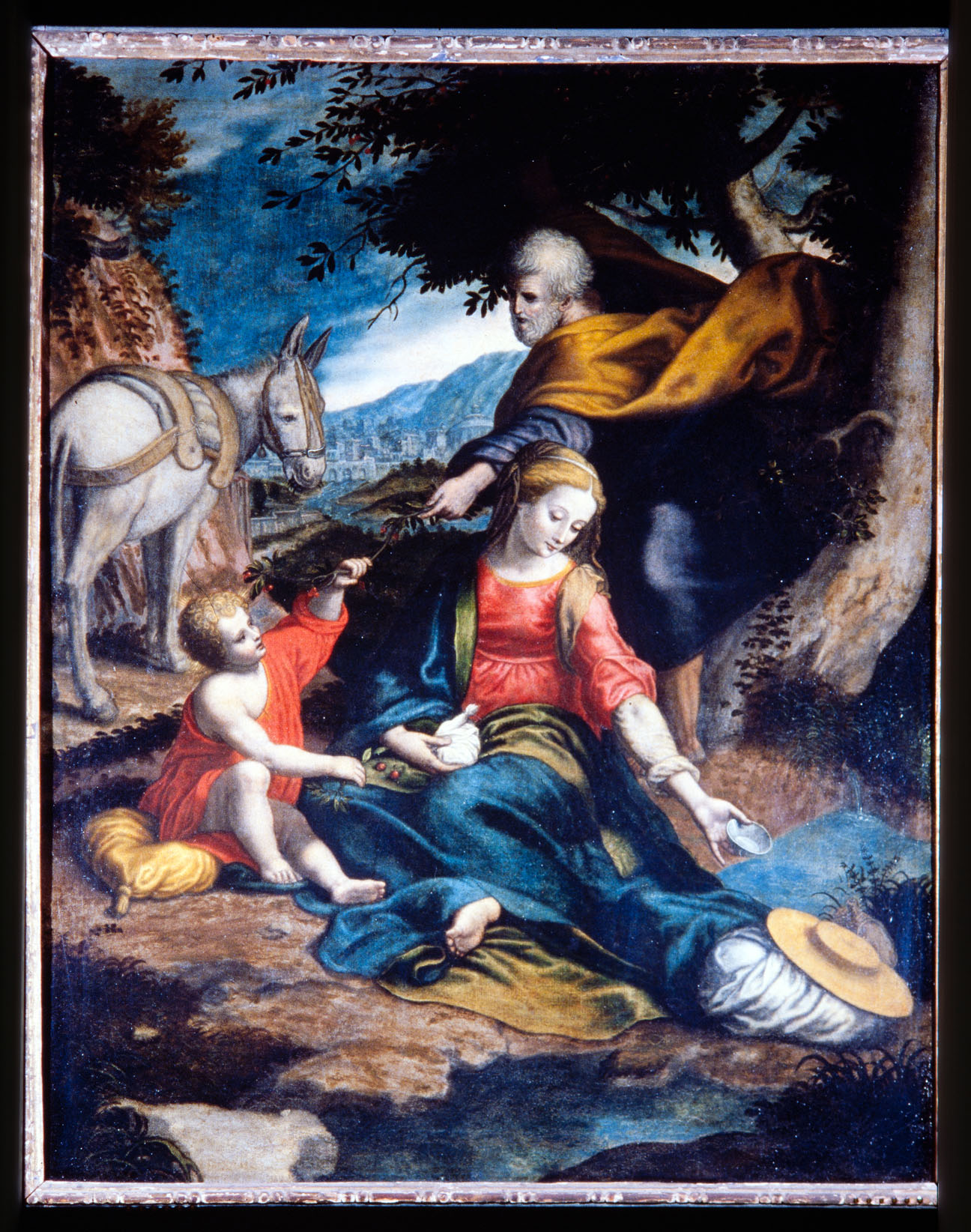 riposo nella fuga in Egitto (dipinto, opera isolata) - bottega dell'Italia centrale (sec. XVII)