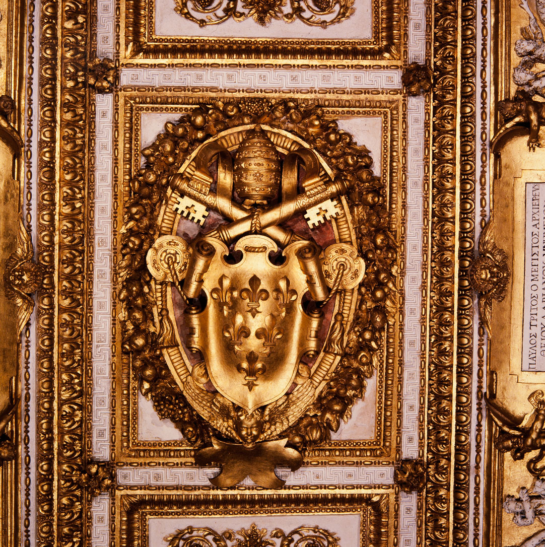 Stemma papale di Paolo III (rilievo) di Bonaccorsi Pietro detto Perin del Vaga, Nicolao di Jacomo Fiorentino (sec. XVI)