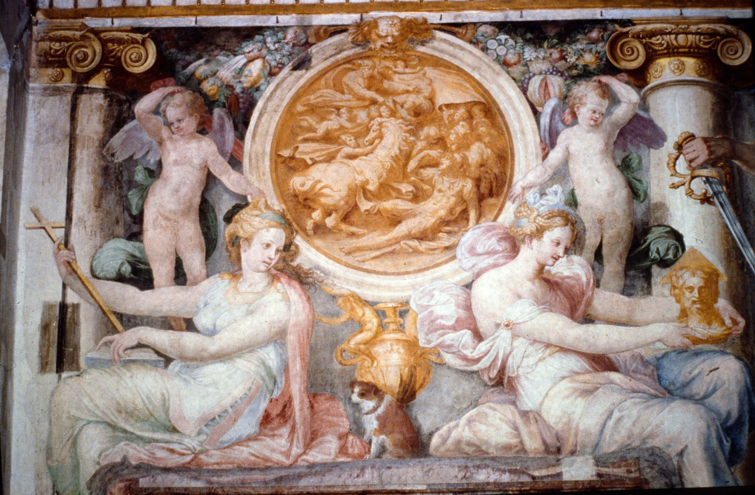 Conversione di San Paolo (dipinto murale, elemento d'insieme) di Bonaccorsi Pietro detto Perin del Vaga, Rietti Domenico da Figline detto Zaga (attribuito) (sec. XVI)