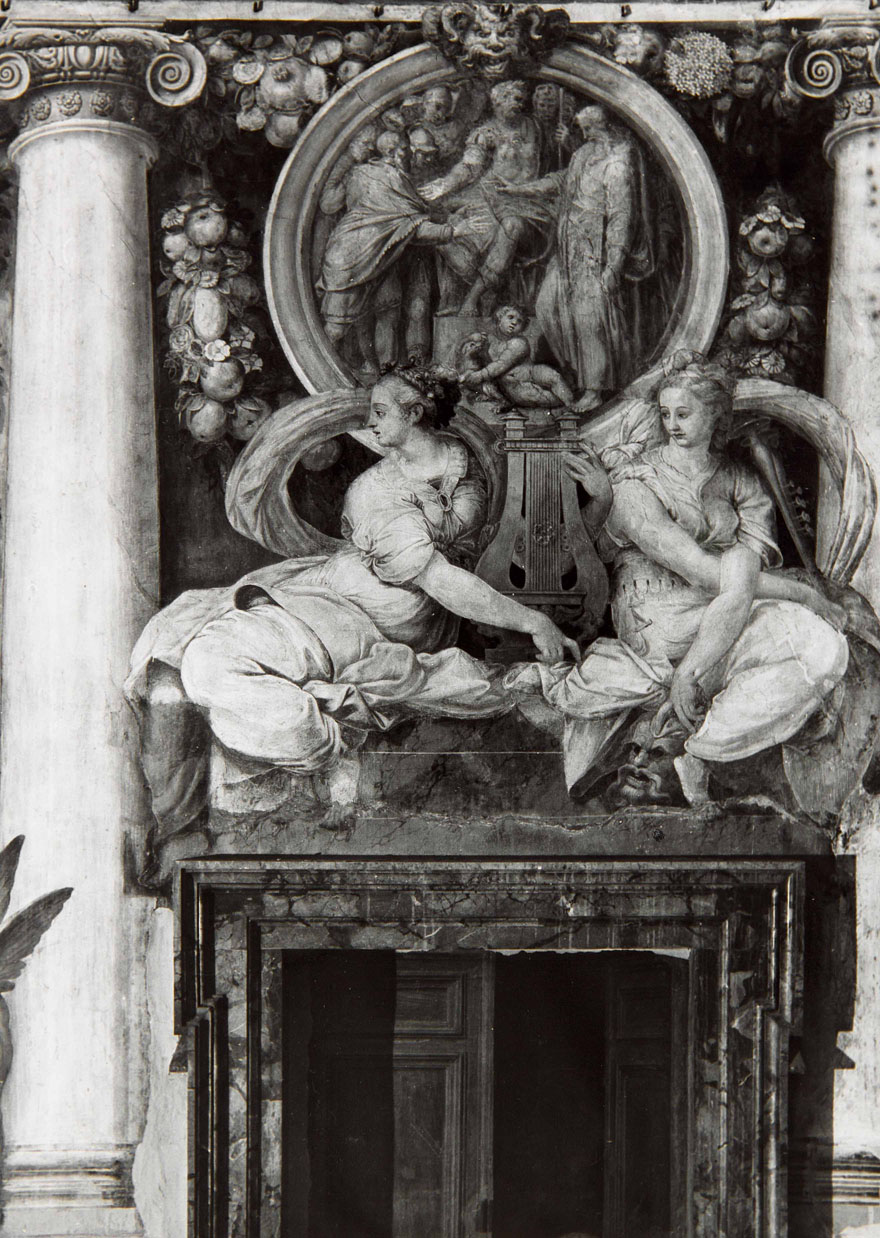 Accecamento di Elima (dipinto murale, elemento d'insieme) di Agresti Livio detto Ricciutino (attribuito), Giustino Episcopi di Urbania (attribuito), Bonaccorsi Pietro detto Perin del Vaga (sec. XVI)