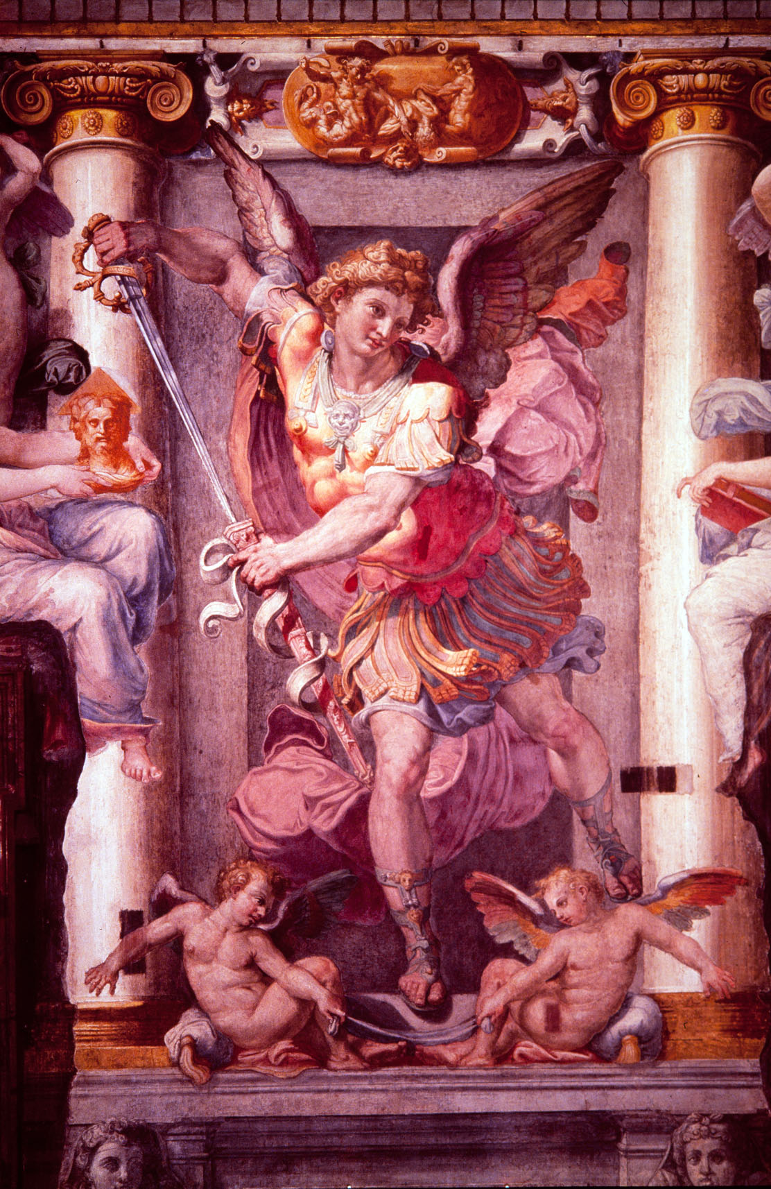 Arcangelo Michele (dipinto murale, elemento d'insieme) di Pellegrini Pellegrino detto Pellegrino Tibaldi (attribuito), Bonaccorsi Pietro detto Perin del Vaga (sec. XVI) 