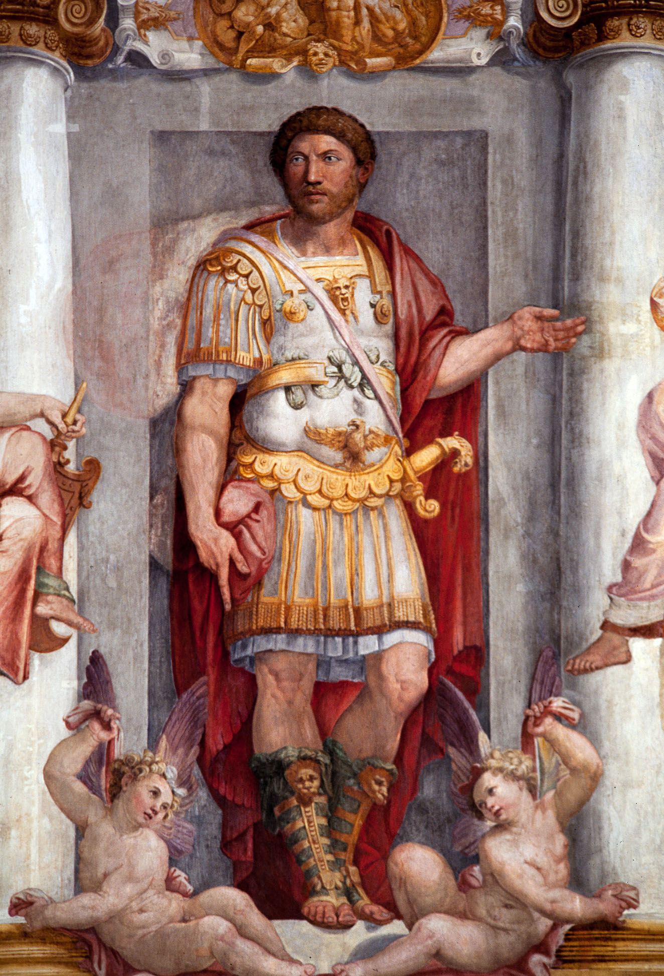 Imperatore Adriano (dipinto murale, elemento d'insieme) di Bonaccorsi Pietro detto Perin del Vaga, Siciolante Girolamo (attribuito) (sec. XVI)