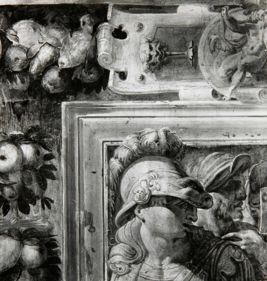 Alessandro Magno pone in salvo gli scritti di Omero (dipinto murale, elemento d'insieme) di Bonaccorsi Pietro detto Perin del Vaga, Castello Giovanni Battista (attribuito) (sec. XVI)