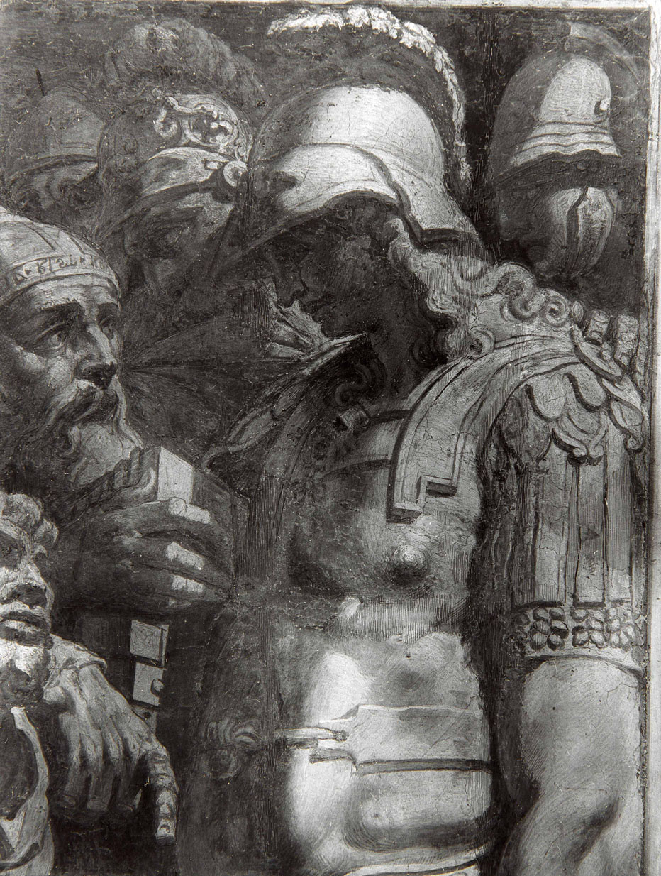 Alessandro Magno pone in salvo gli scritti di Omero (dipinto murale, elemento d'insieme) di Bonaccorsi Pietro detto Perin del Vaga, Castello Giovanni Battista (attribuito) (sec. XVI)
