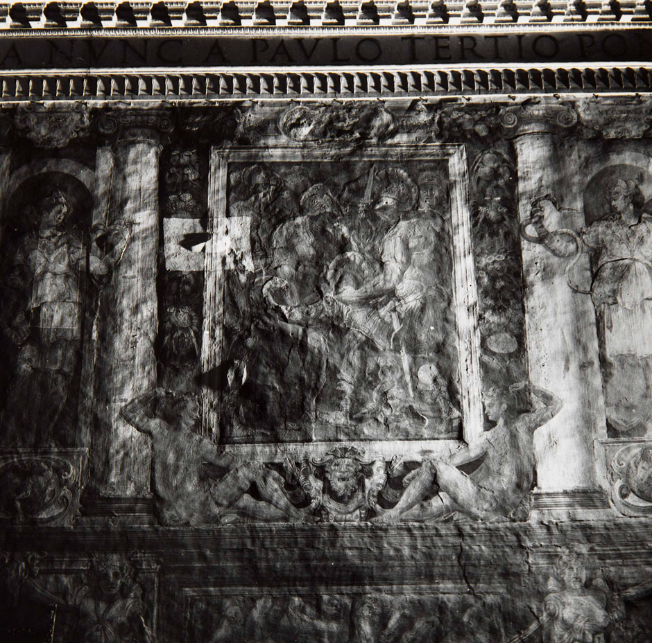 Alessandro Magno taglia il nodo gordiano (dipinto murale, elemento d'insieme) di Bonaccorsi Pietro detto Perin del Vaga, Pellegrini Pellegrino detto Pellegrino Tibaldi (attribuito) (sec. XVI)