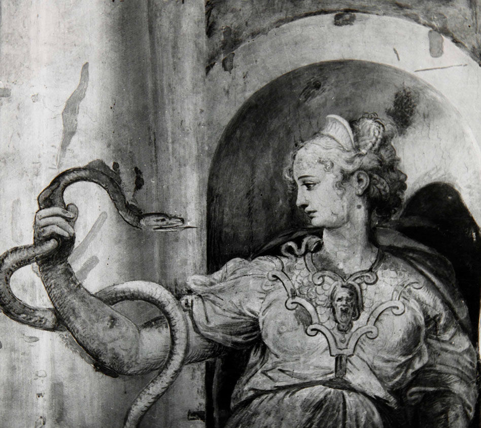 Prudenza (dipinto murale, elemento d'insieme) di Siciolante Girolamo (attribuito), Bonaccorsi Pietro detto Perin del Vaga (sec. XVI)