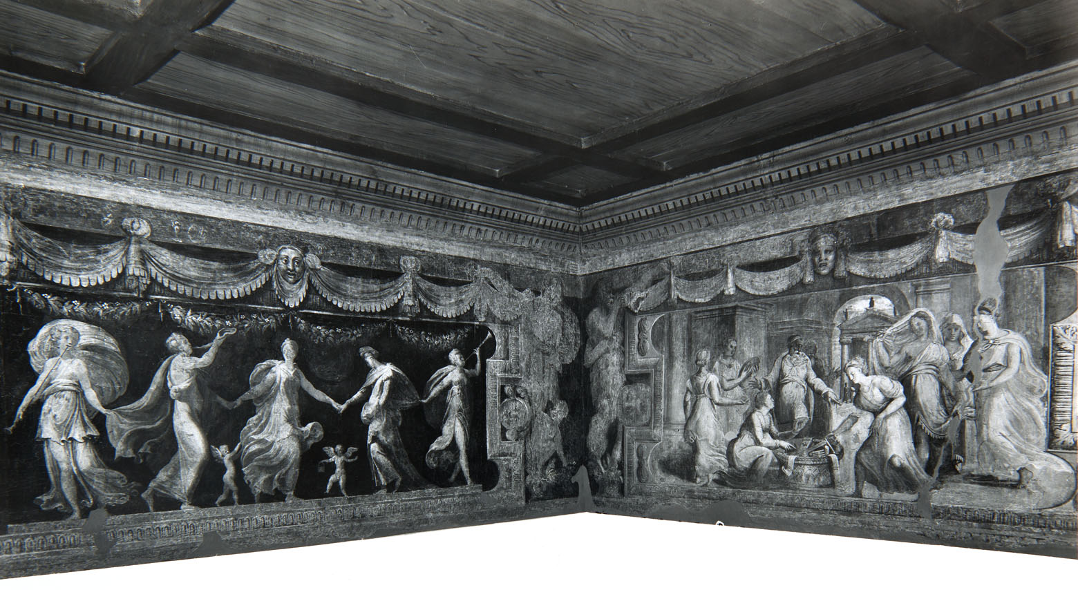 Achille alla corte di re Licomede (dipinto murale) di Luzio Romano (e aiuti), Fontana Prospero (sec. XVI)