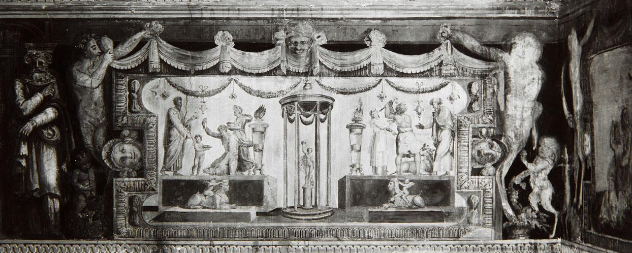 Scene di sacrificio con tempietto di Bacco (dipinto murale) di Luzio Romano (e aiuti), Fontana Prospero (sec. XVI)