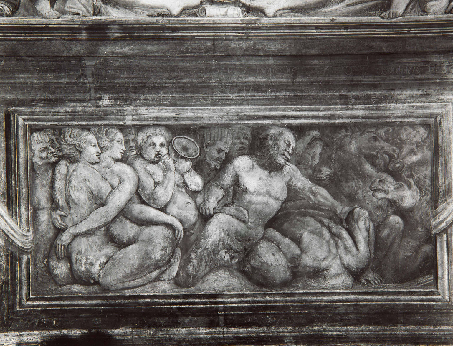 Tritoni e Nereidi (dipinto murale, elemento d'insieme) di Bonaccorsi Pietro detto Perin del Vaga (e aiuti), Pellegrini Pellegrino detto Pellegrino Tibaldi (attribuito) (sec. XVI)