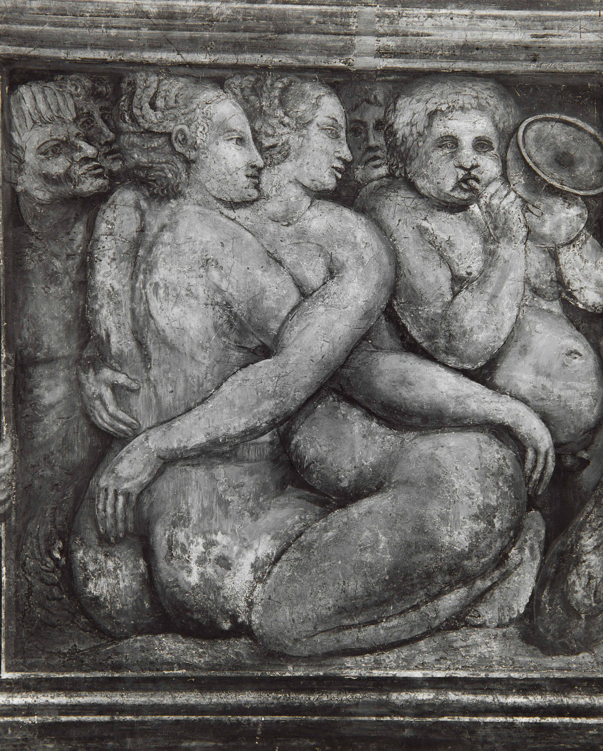 Tritoni e Nereidi (dipinto murale, elemento d'insieme) di Bonaccorsi Pietro detto Perin del Vaga (e aiuti), Pellegrini Pellegrino detto Pellegrino Tibaldi (attribuito) (sec. XVI) 