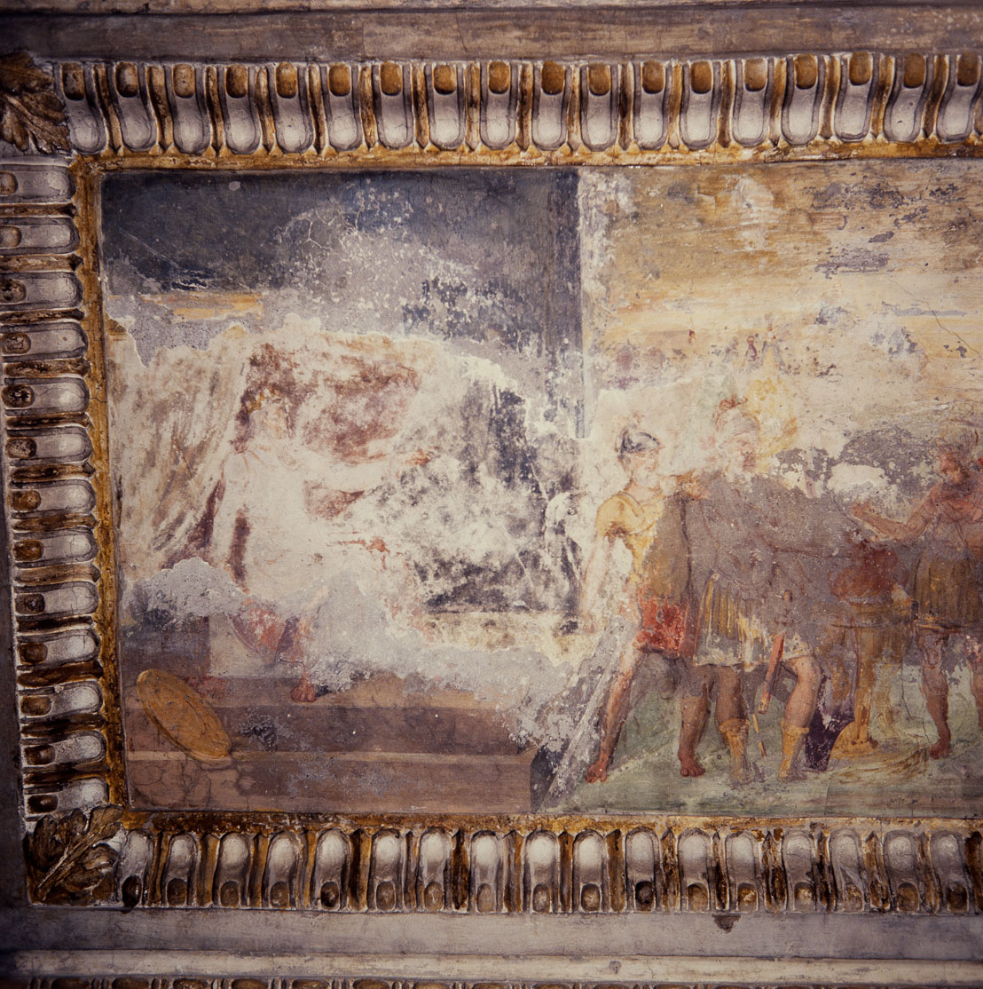 Muzio Scevola nel campo di Porsenna (dipinto murale, elemento d'insieme) di Luzio Romano (e aiuti) (sec. XVI)