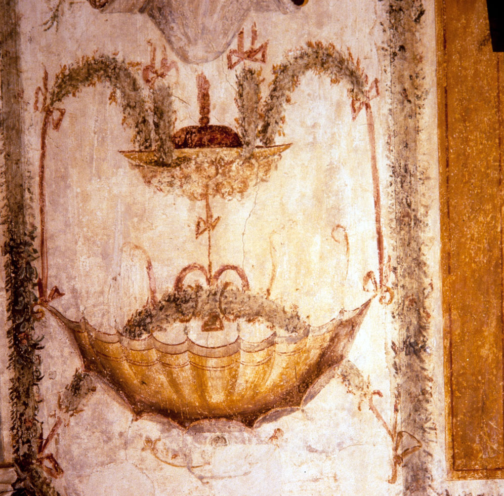 Trono con le vesti di Apollo (dipinto murale, serie) di Pippi Giulio detto Giulio Romano, Giovanni da Udine detto Giovanni Ricamatore (sec. XVI)