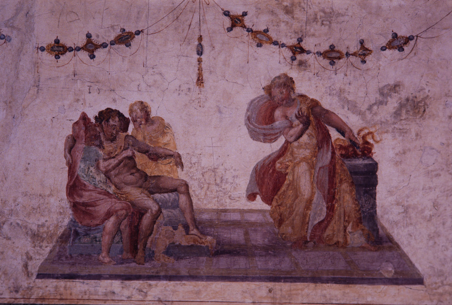 Morte di Ercole (dipinto murale, ciclo) di Rietti Domenico da Figline detto Zaga, Bonaccorsi Pietro detto Perin del Vaga (sec. XVI) 