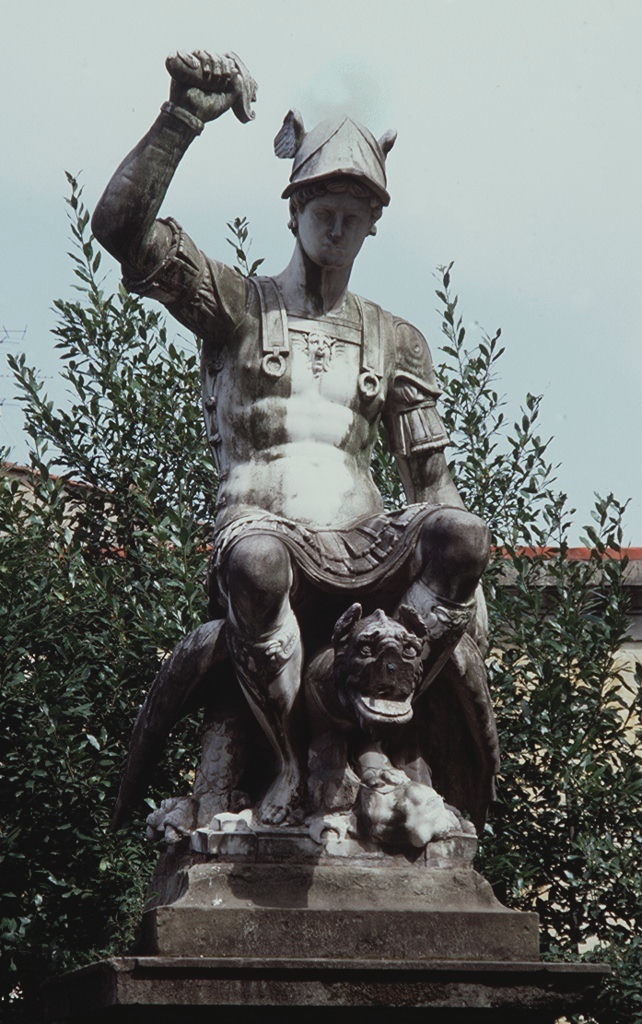 Perseo uccide il drago (gruppo scultoreo) di Vasari Giorgio (e aiuti), Giambologna (bottega) (sec. XVI)