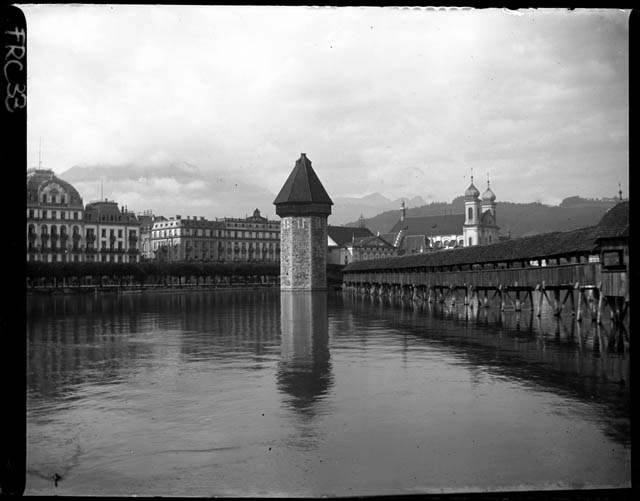 Lucerna - Kapellbrucke e Wasserturm (negativo) di Rossi, Giovanni Battista (XX)