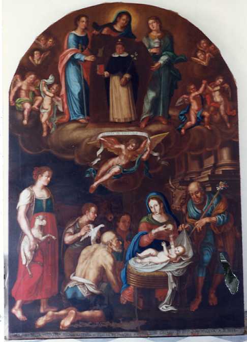 Adorazione dei pastori con il miracolo di Soriano (dipinto) - ambito Italia meridionale (primo quarto sec. XVII)