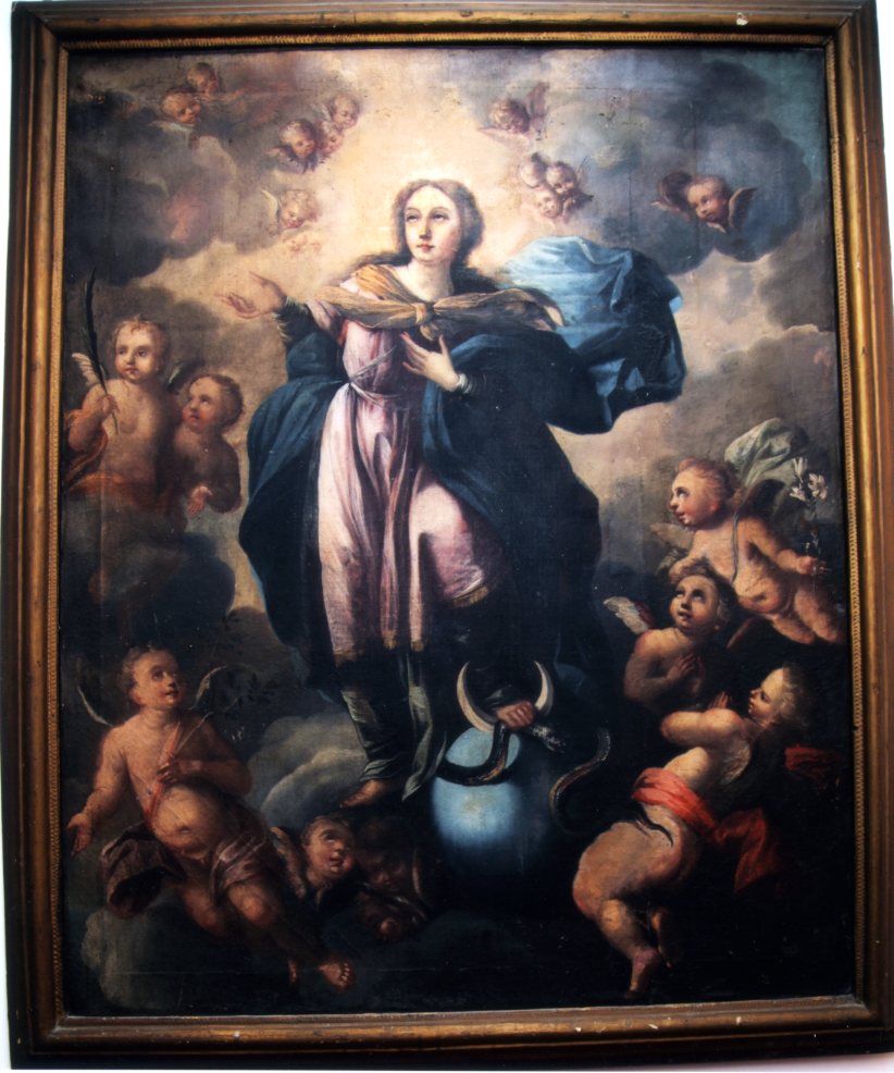 Madonna Immacolata e angeli (dipinto) di Conversi Giovanni Battista (cerchia) (prima metà sec. XVIII)