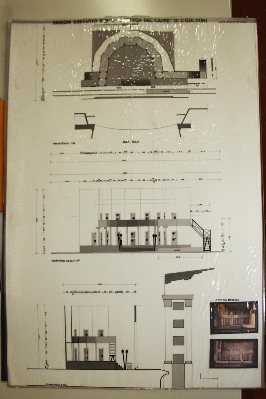 La bottega del caffè (disegno per scenografia) di Danzini Daria (fine sec. XX)