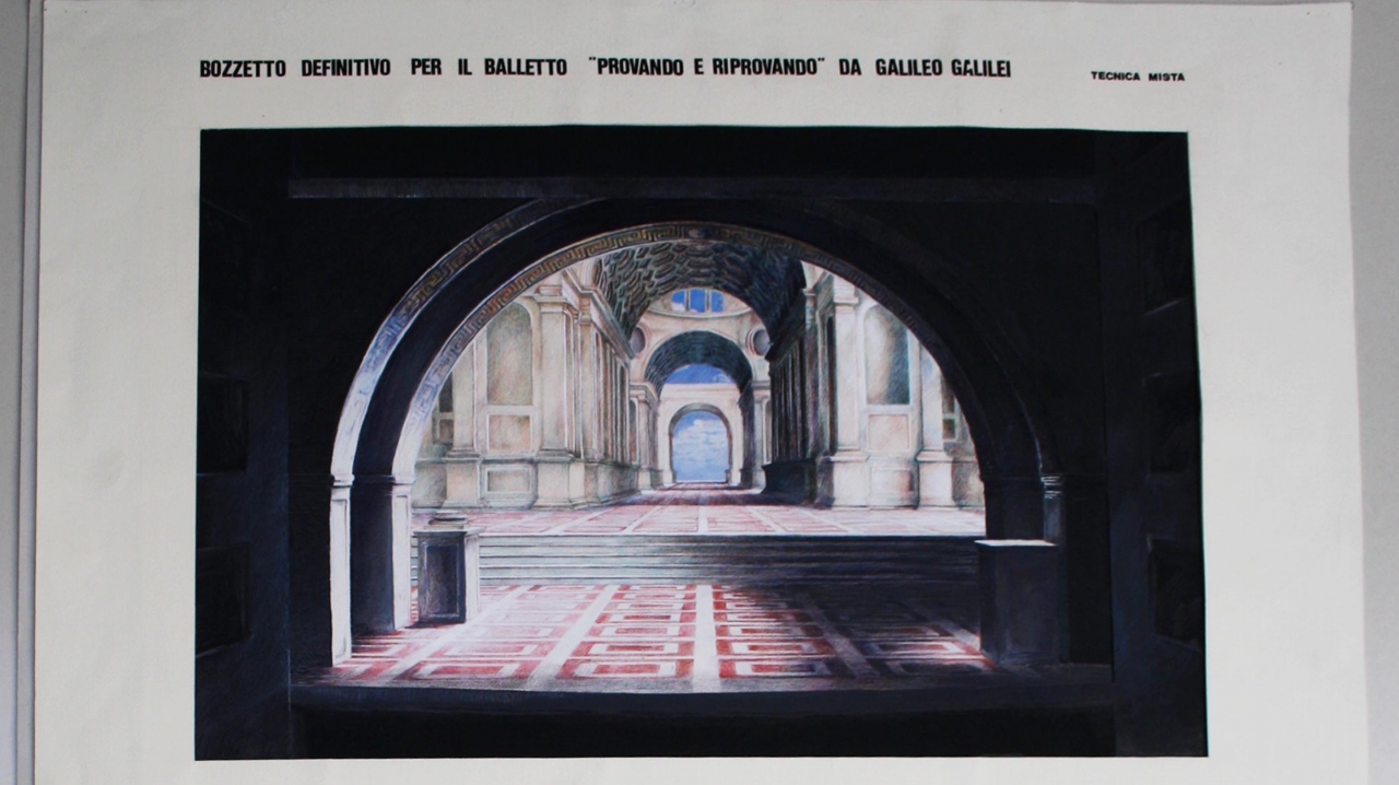 Provando e riprovando (disegno per scenografia) di Vocaturo Dario (fine sec. XX)