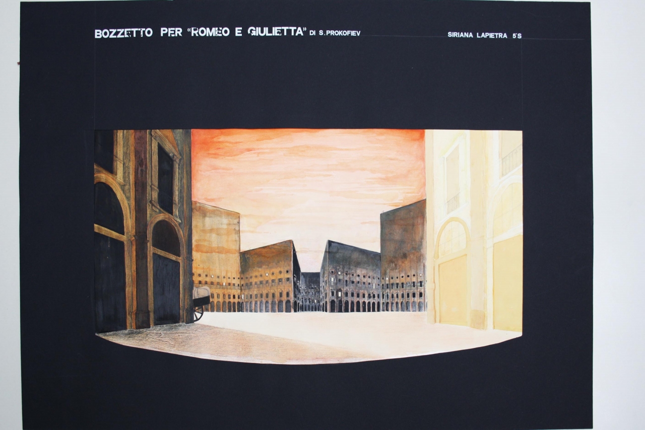 Romeo e Giulietta (disegno per scenografia) di La Pietra Siriana (fine sec. XX)