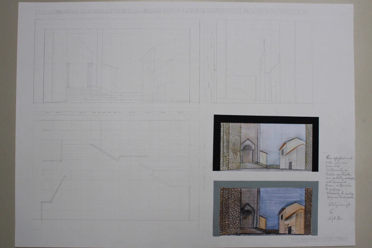 Cavalleria rusticana (disegno per scenografia) di Moscardi Francesca (fine sec. XX)