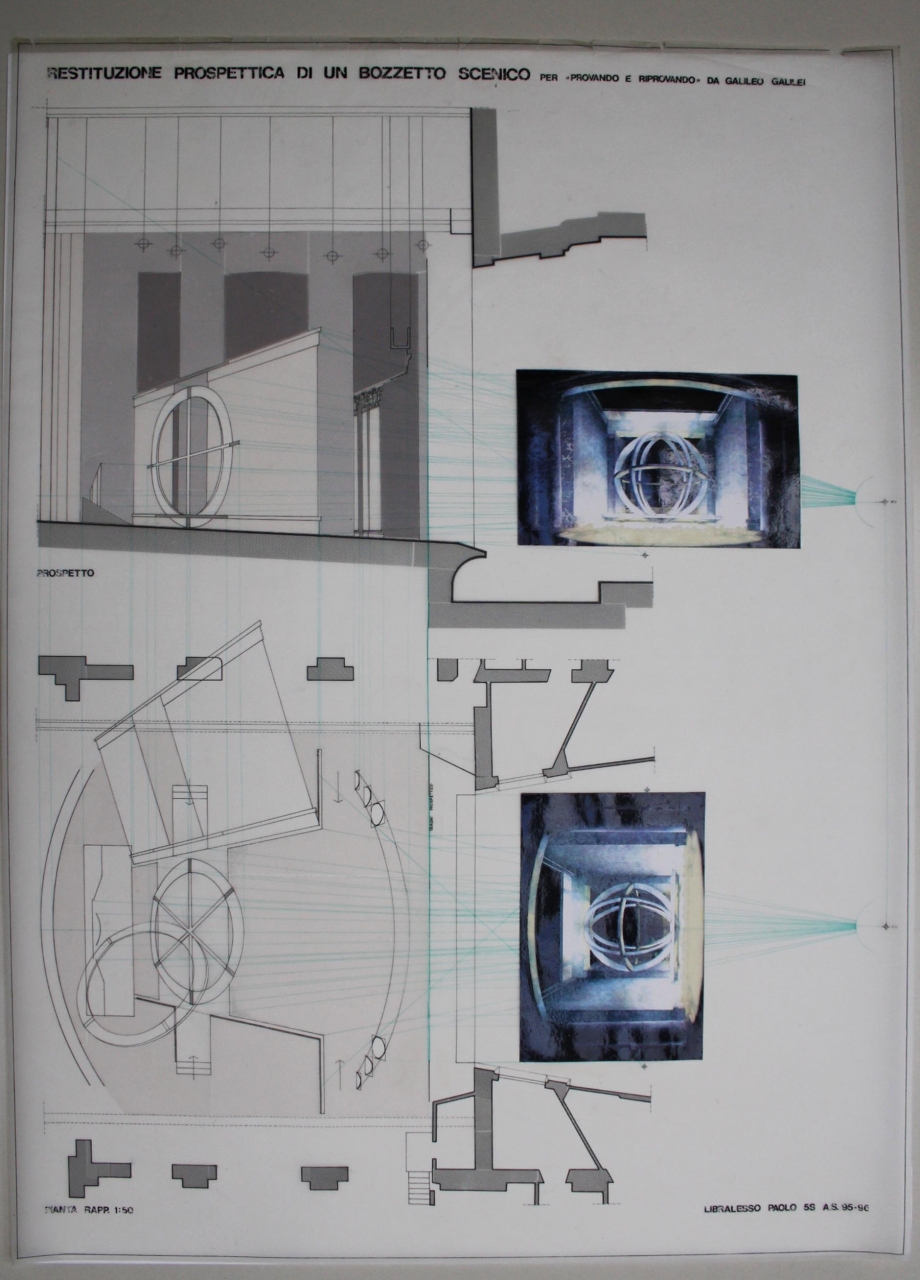 Provando e riprovando (disegno per scenografia) di Libra Lesso Paolo (fine sec. XX)
