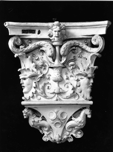 motivi decorativi a grottesche con mascheroni e foglie d'acanto (calco) di Laboratorio Istituto Statale d'Arte (bottega) (secondo quarto sec. XX)
