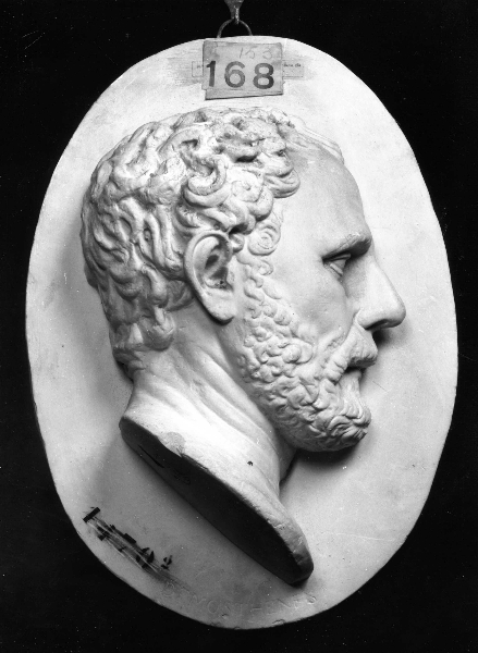 testa di profilo di Demostene (calco, frammento) di Lelli Oronzio (bottega) (ultimo quarto sec. XIX)