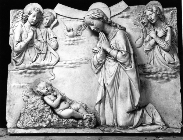 adorazione di Gesù Bambino (calco) di Lelli Giuseppe (bottega) (secc. XIX/ XX)