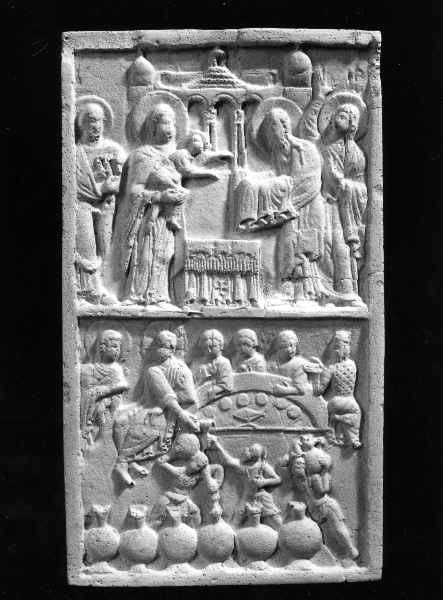 Presentazione al tempio/ le nozze di Cana (calco) di Laboratorio Istituto Statale d'Arte (sec. XX)