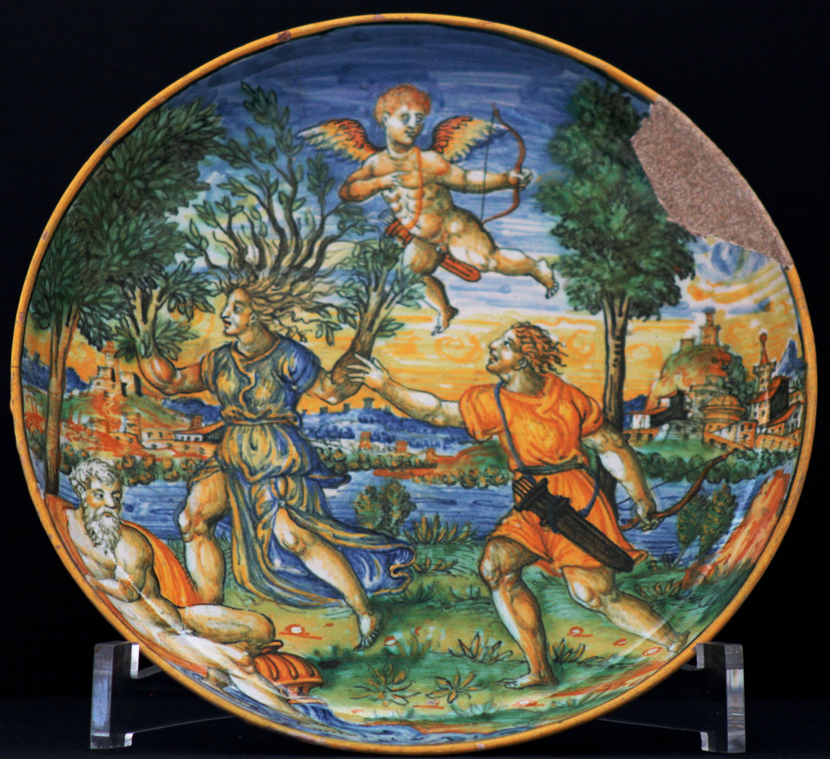 Apollo e Dafne (coppa, opera isolata) - ambito urbinate (seconda metà sec. XVI)