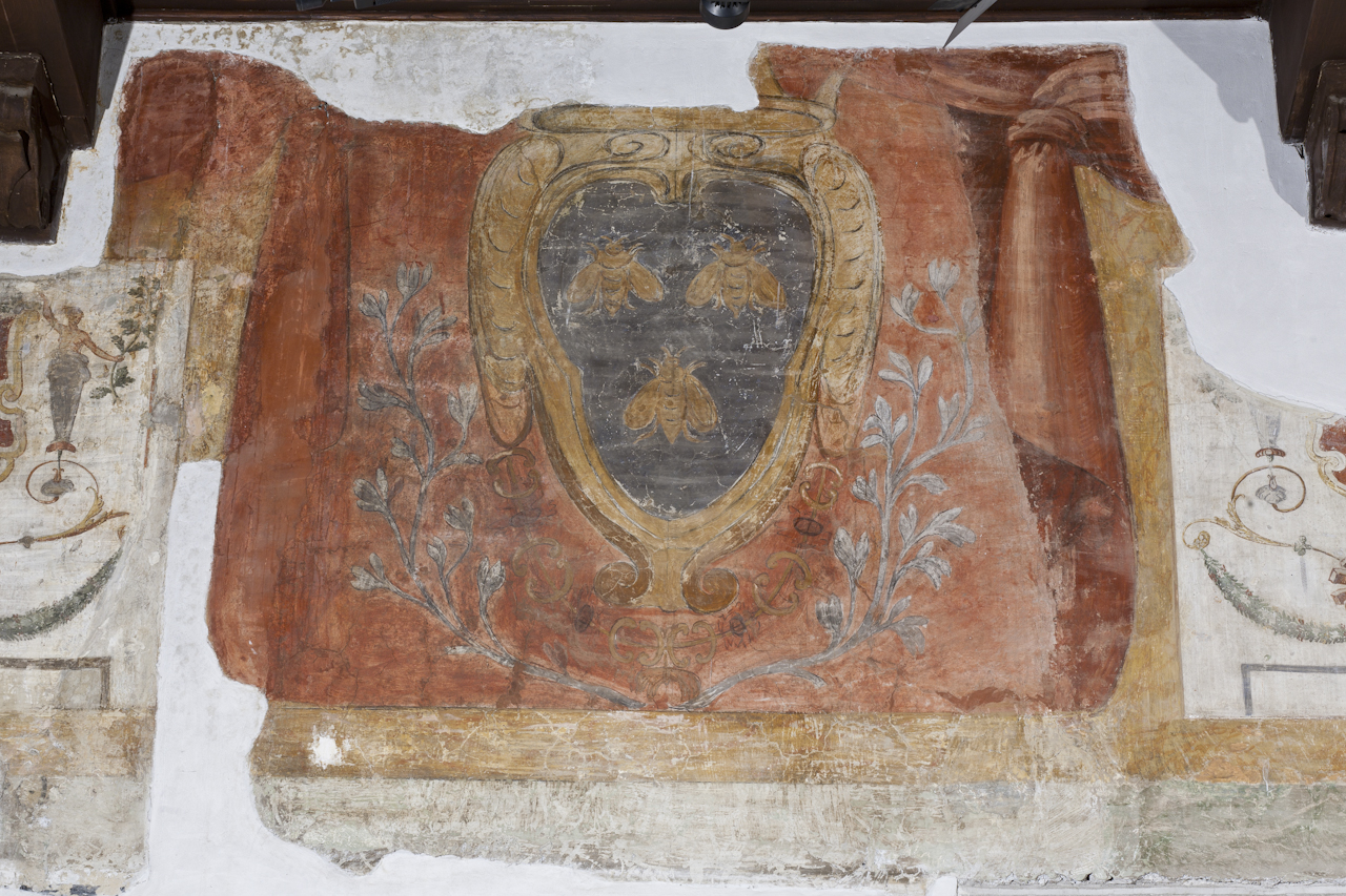 stemma gentilizio della famiglia Barberini (dipinto, elemento d'insieme) - ambito romano (XVII)