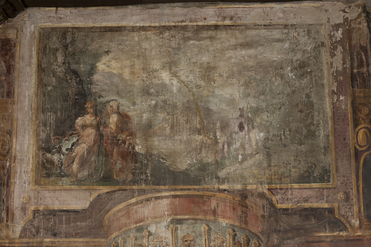 paesaggio (dipinto, elemento d'insieme) - ambito romano (XVI/ XVII)