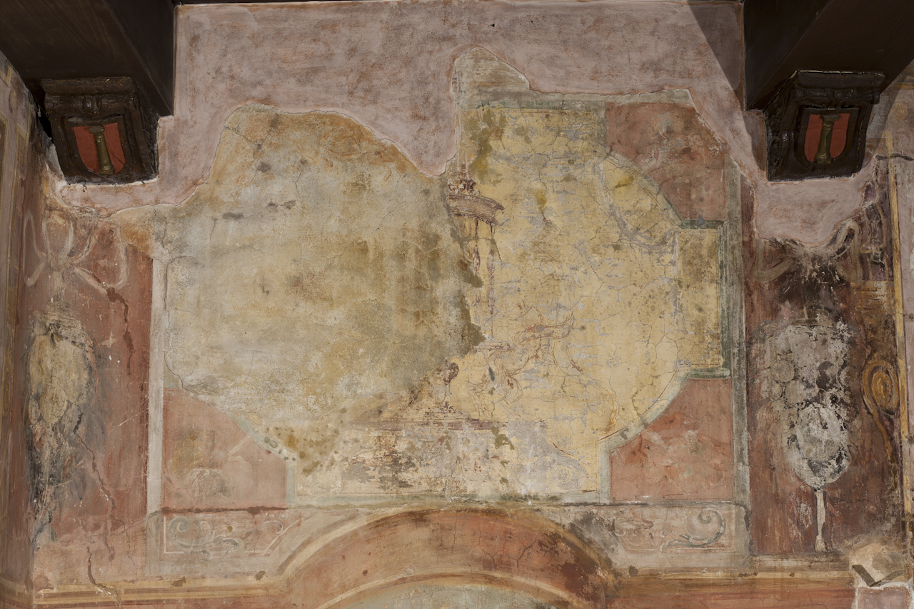motivi decorativi a grottesche (dipinto, elemento d'insieme) - ambito romano (XVI/ XVII)