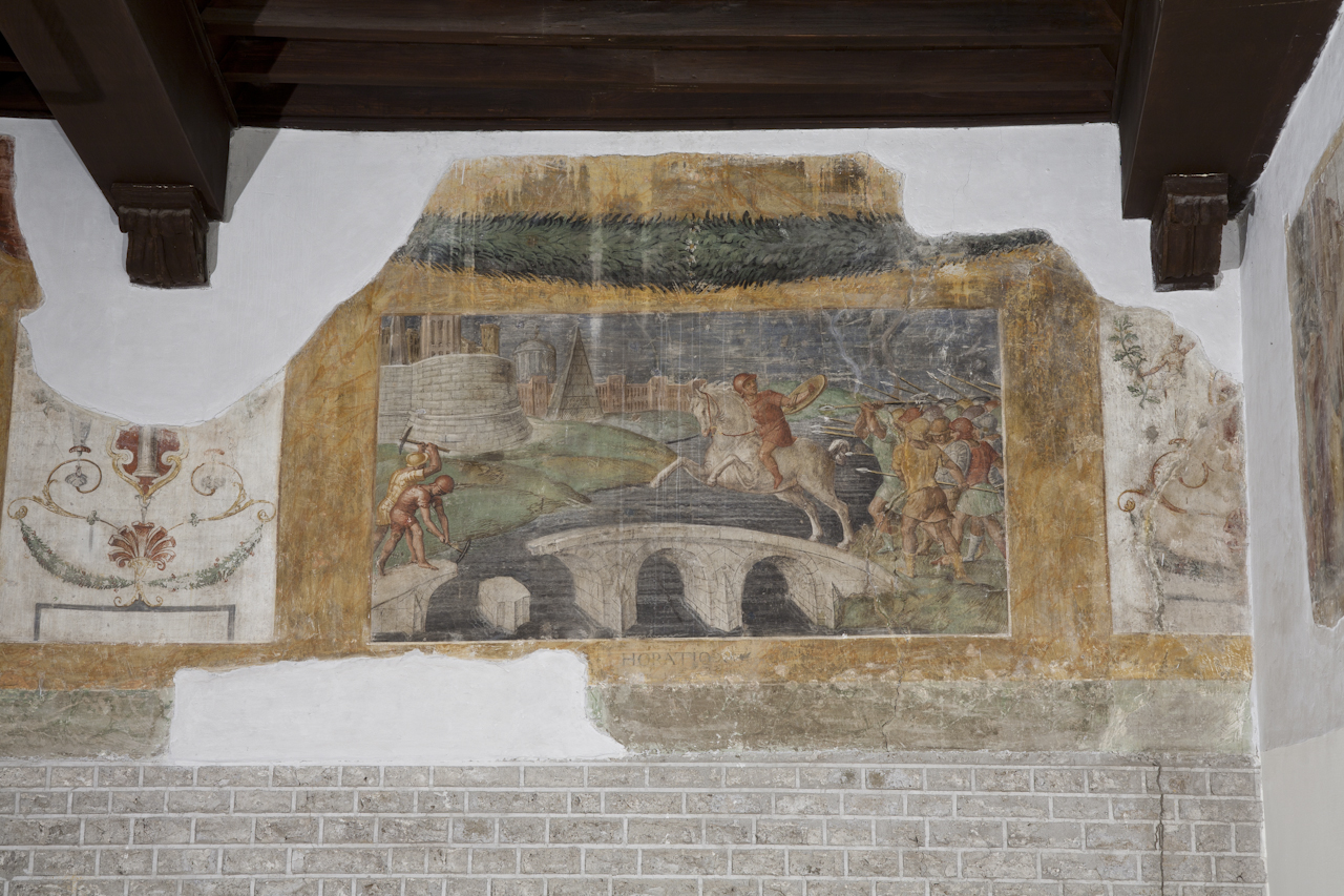 Orazio Coclite sul Ponte Sublicio (dipinto, elemento d'insieme) - ambito romano (XVI)