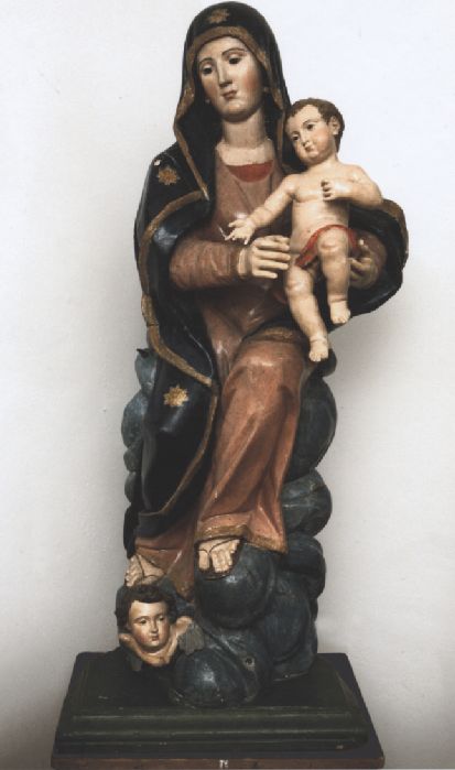 Madonna con Bambino e angelo (scultura) - ambito Italia meridionale (prima metà XVII sec)