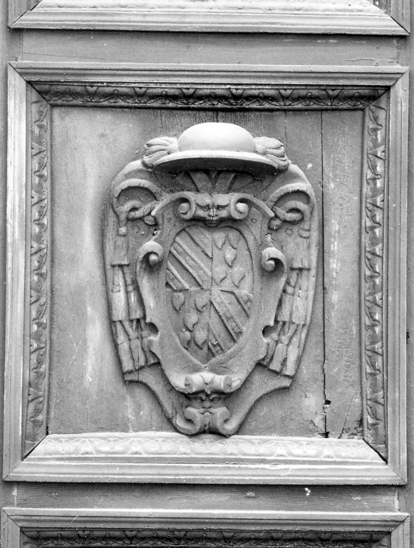 stemma del vice legato monsignor Rossini (pannello) di Torode Leonardo, Battista Marco da Capranica (sec. XVII)