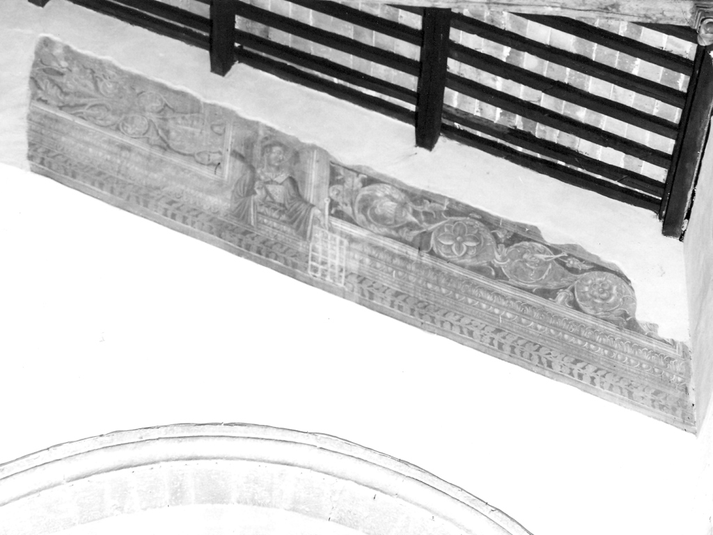 San Lorenzo e decorazioni (dipinto, frammento) - ambito viterbese (sec. XVI)