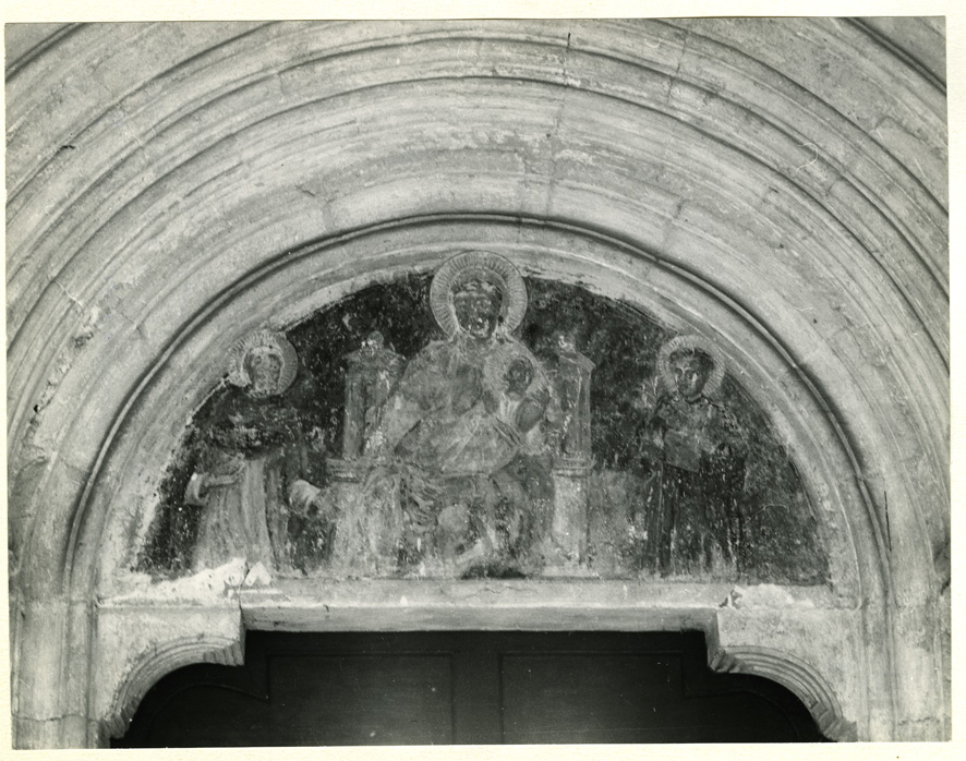 Madonna con Bambino tra San Domenico e Sant'Antonio da Padova (dipinto) - ambito laziale (fine/inizio secc. XIV/ XV)