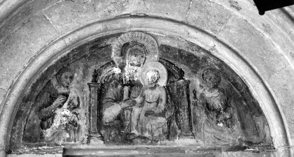 La Madonna con Bambino fra Santa Lucia e Santa Apollonia (dipinto) - ambito laziale (fine/inizio secc. XIV/ XV)