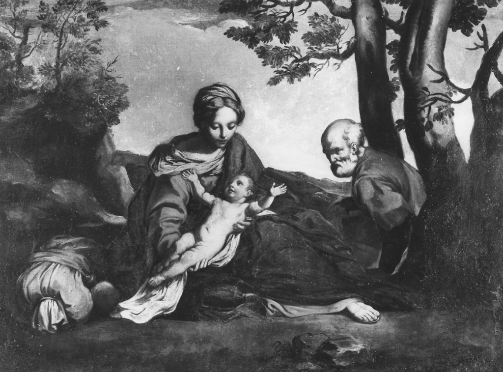 riposo nella fuga in Egitto (dipinto) - ambito laziale (sec. XVII)