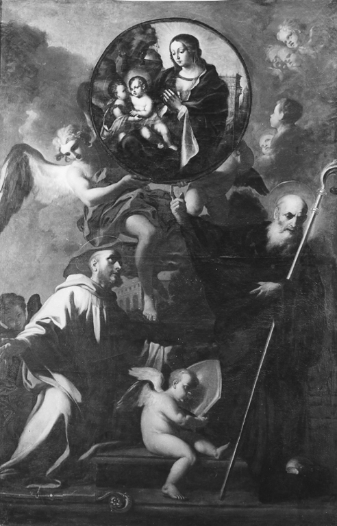 Madonna con Bambino e San Giovannino con San Benedetto e San Bernardo (dipinto) - ambito laziale (seconda metà sec. XVIII)