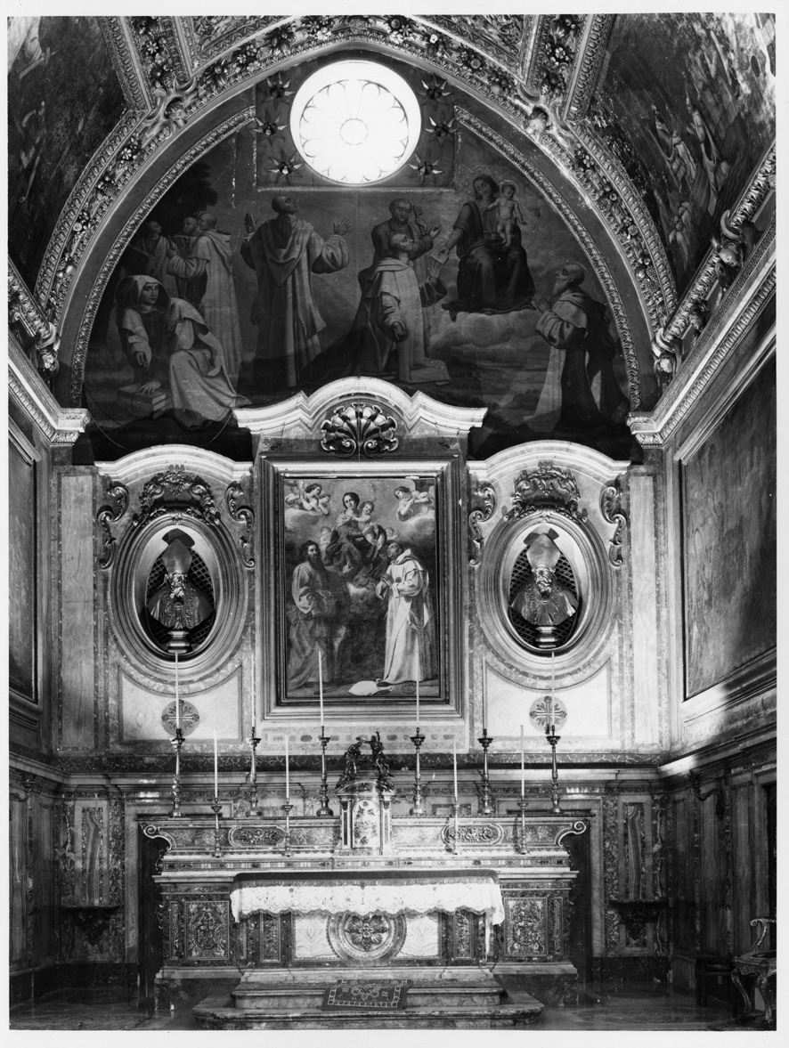 Madonna con Bambino tra San Bartolomeo e San Bruno (dipinto) di Caci Giuseppe (sec. XVII)