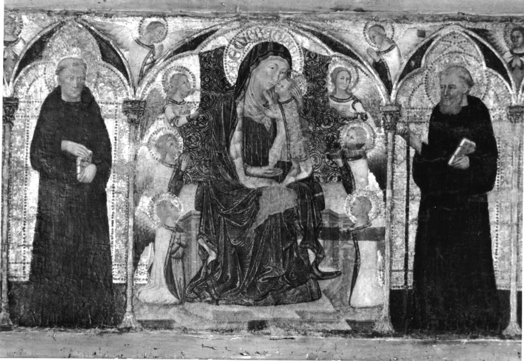 Madonna con Bambino in trono tra santi (dipinto) - ambito senese (seconda metà sec. XIV)